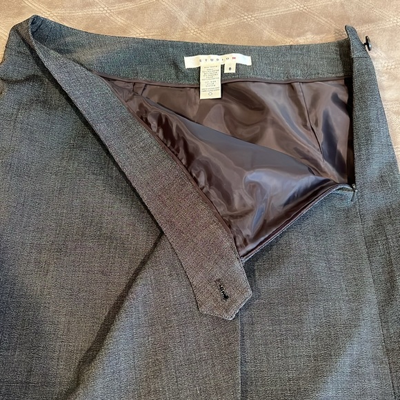 Max Studio Womens skirt faux wrap gray assymetric front design size 8 - Picture 10 of 15
